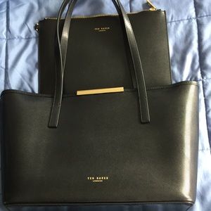 Ted baker black leather tote